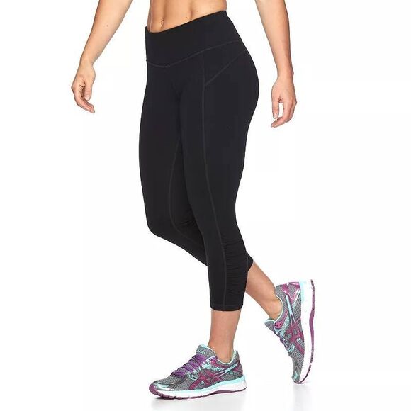 ☔️🔺️Tek Gear Black Shapewear Shirred Capri Athletic Pants Medium - Picture 1 of 10